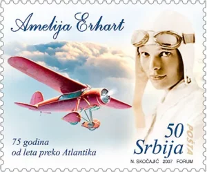 Amelia Earhart auf serbischer Briefmarke