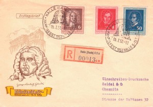 1952: Ausgabe „Händelfest“ der DDR-Post.
