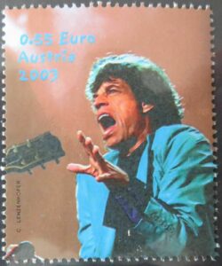 Rolling Stones-Sänger Mick-Jagger auf einer Briefmarke der Österreichischen Post
