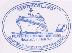Cachet der MS Deutschland. Bordstempel der MS Deutschland.