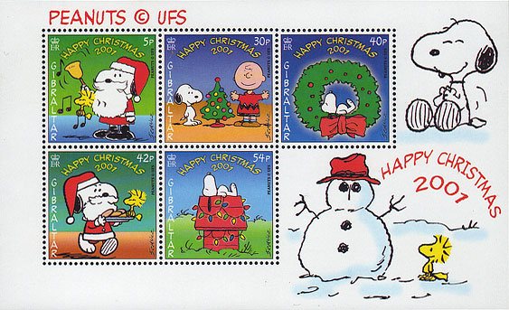 Peanuts-Weihnachtsbriefmarken aus Gibraltar