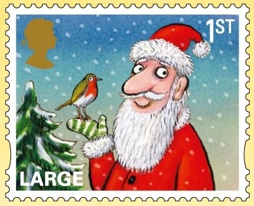 Axel Schefflers Weihnachtsmann auf Briefmarke