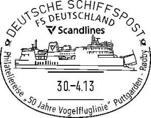 Schiffspost-Stempel des Fährschiffs Deutschland zur Philatelie-Reise 2013.
