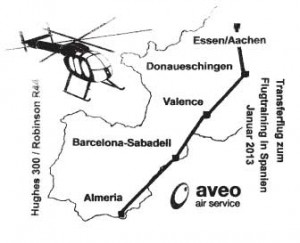 Helicopter-Überführung von Deutschland nach Spanien.