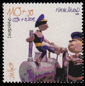 Jim Knopf und Lukas der Lokomotivführer auf deutscher Briefmarke 2001