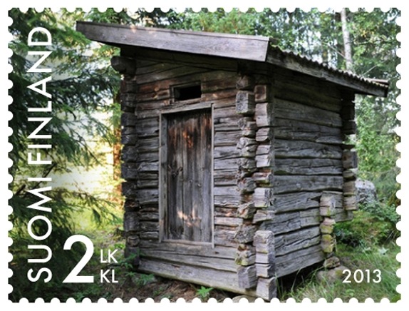Plumpsklo_Briefmarke_Finnland_Holzhaus