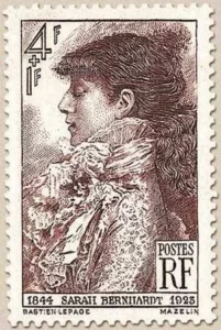 Sarah Bernhardt auf französischer Briefmarke