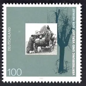 Deutschland 1995 Briefmarke Kriegsende Flucht MiNr. 1795 1995 gedachte Deutschland des Kriegsendes vor 50 Jahren, unter anderem mit einem Foto von Flüchtlingen, MiNr. 1795.
