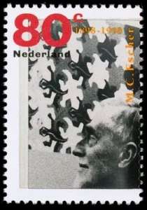 Maurits Cornelis Escher auf niederländischer Briefmarke von 1998