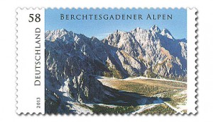 Berchtesgadener Alpen auf Briefmarke.