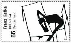 Briefmarke der Deutschen Post von 2008 mit Franz Kafka.