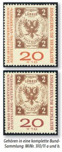 Briefmarken Bund MiNr. 310/11 a und b.