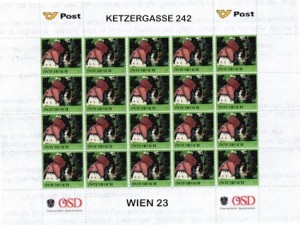 Österreichs Post bietet für seine personalisierten Marken jetzt 27 verschiedene Farbrahmen an, zum Beispiel in Grün.
