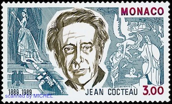 Jean Cocteau auf Briefmarke von Monaco