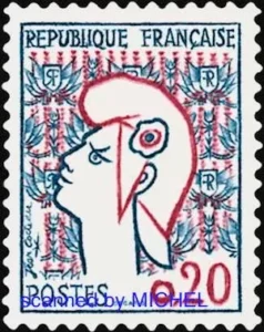 Die Marianne von Jean Cocteau auf französischer Briefmarke