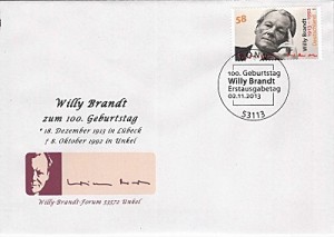 Umschlag zum 100. Geburtstag von Willy Brandt