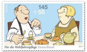 Loriots "Herren im Bad" auf deutscher Briefmarke von 2011