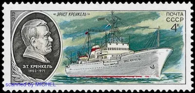 Forschungsschiff Ernst Krenkel auf Briefmarke der Sowjetunion von 1979