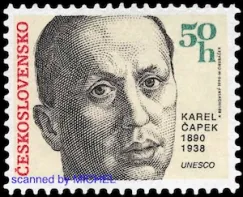 Karel Capek in der Reihe "Bedeutende Persönlichkeiten" aus der Tschechoslowakei von 1990, MiNr. 3031.