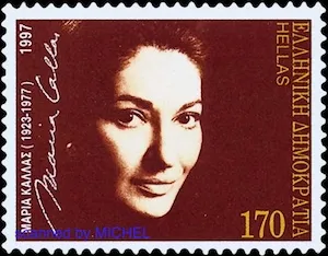 Maria Callas auf Briefmarke Griechenland 1997