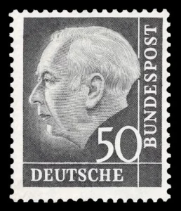 Theodor Heuss auf Briefmarke von 1954