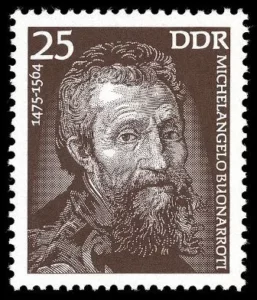 Michelangelo auf Briefmarke der DDR von 1975