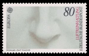 Davids Nase von Michelangelo auf Briefmarke von 1986