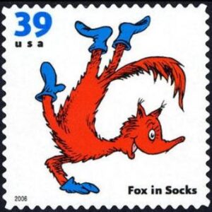 Der Fuchs in Socken von Dr. Seuss auf amerikanischer Briefmarke von 2006