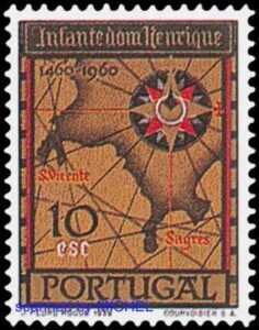 Heinrich der Seefahrer Afrikakarte auf Briefmarke von Angola aus 1960