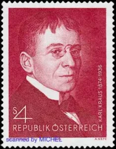 Karl Kraus auf Briefmarke aus Österreich von 1974