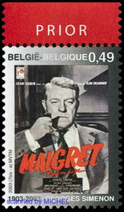 Jean Gabin als Maigret auf belgischer Briefmarke