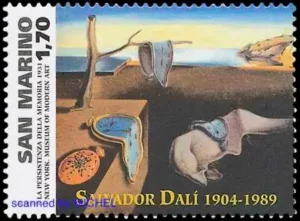 Salvador Dali: Die Beständigkeit der Erinnerung auf Briefmarke von San Marino 2004 Salvador Dali: Die Beständigkeit der Erinnerung auf Briefmarke von San Marino 2004