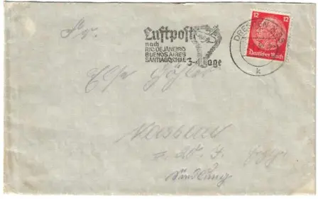 Luftpost-Dornier-Atlantik Luftpostbrief nach Südamerika