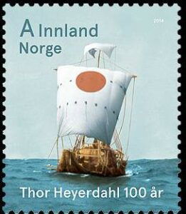 Kon-Tiki auf norwegischer Briefmarke von 2014