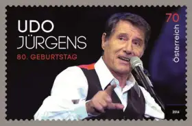 Udo Jürgens auf österreichischer Briefmarke von 2014