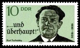 Kurt Tucholsky auf Briefmarke der DDR von 1990