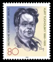 Kurt Tucholsky auf Briefmarke der Deutschen Bundespost Berlin von 1985