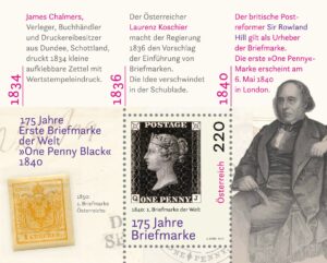 Briefmarkenblock der österreichischen Post zur One Penny Black Briefmarkenblock der österreichischen Post zur One Penny Black