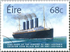 RMS Lusitania auf irischer Briefmarke