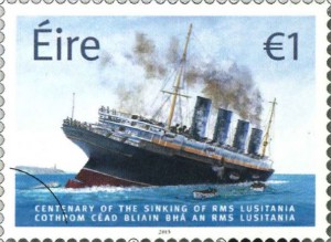 Untergang der RMS Lusitania auf irischer Briefmarke
