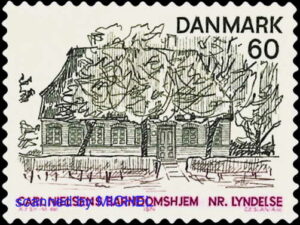 Das Elternhaus Carl August Nielsens in Nørre-Lyndelse erschien 1974 auf einer Briefmarke, MiNr. 565. 