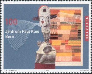 Im Eröffnungsjahr des Zentrums Paul Klee in Bern 2005 gab die Schweiz diese Marke heraus, (MiNr. 1922 Schweiz)