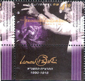 Leonard Bernstein auf Briefmarke aus Israel