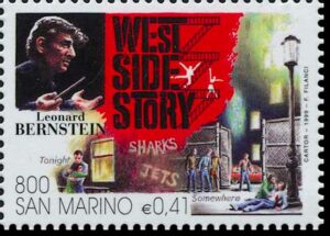 Leonard Bernstein auf Briefmarke aus San Marino