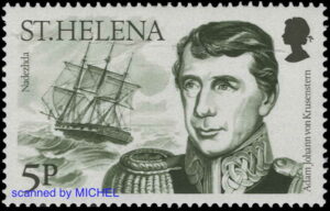 Adam Johann von Krusenstern auf Briefmarke von St. Helena