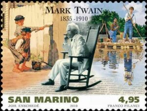 Mark Twain auf Briefmarke aus San Marino