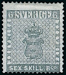 Sex Skilling Banco Briefmarke aus Schweden