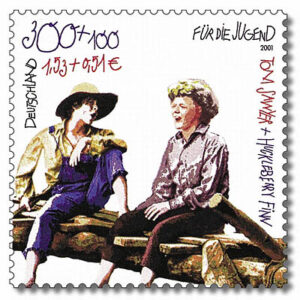 Tom Sawyer und Huckleberry Finn auf Briefmarke