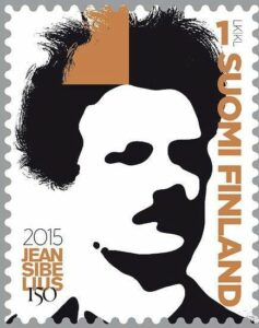 Jean Sibelius auf Briefmarke aus Finnland von 2015