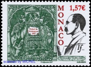 Rudyard Kipling auf Briefmarke aus Monaco